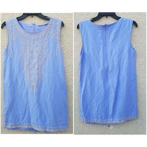 Anthro Holding Horses Embroidered Chambray Dress